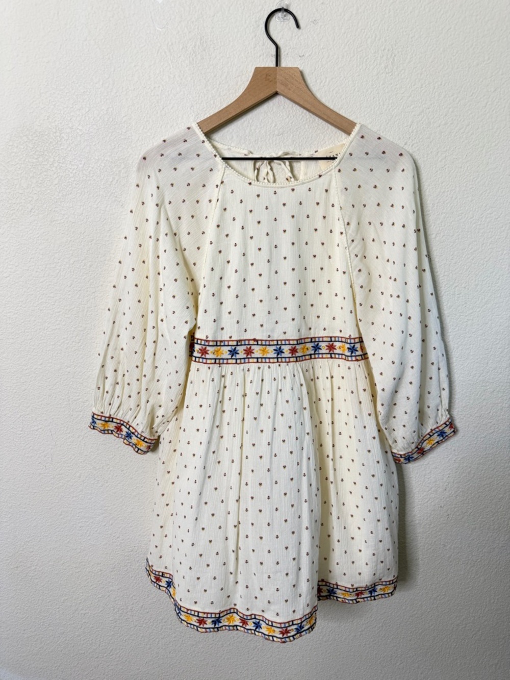 Sezane Grace Dress Embroidered Babydoll Tie Back Womens Size 34 / US XS - Picture 4 of 9
